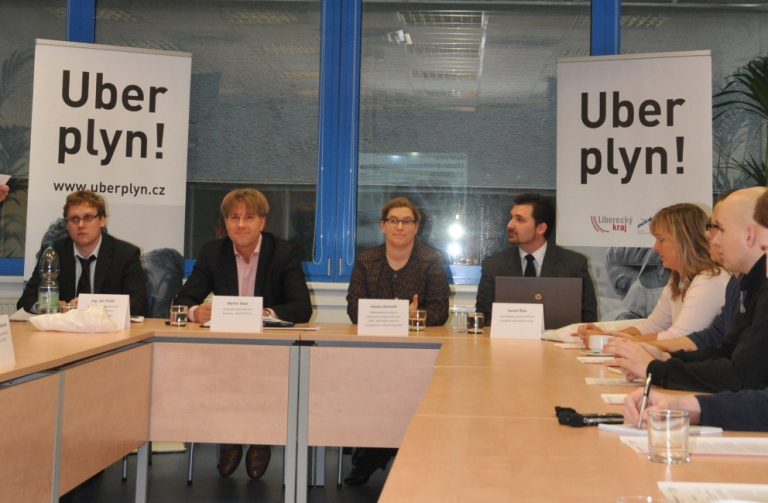 Zahájení kampaně Uber plyn (Zleva) J. Polák, M. Sepp, S. Demuth a D. Řípa.